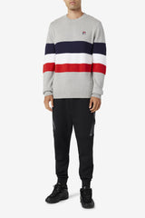Men Tops | FILA Willkie Sweater 289 LIGHT GREY MARL / PEACOAT / WHITE