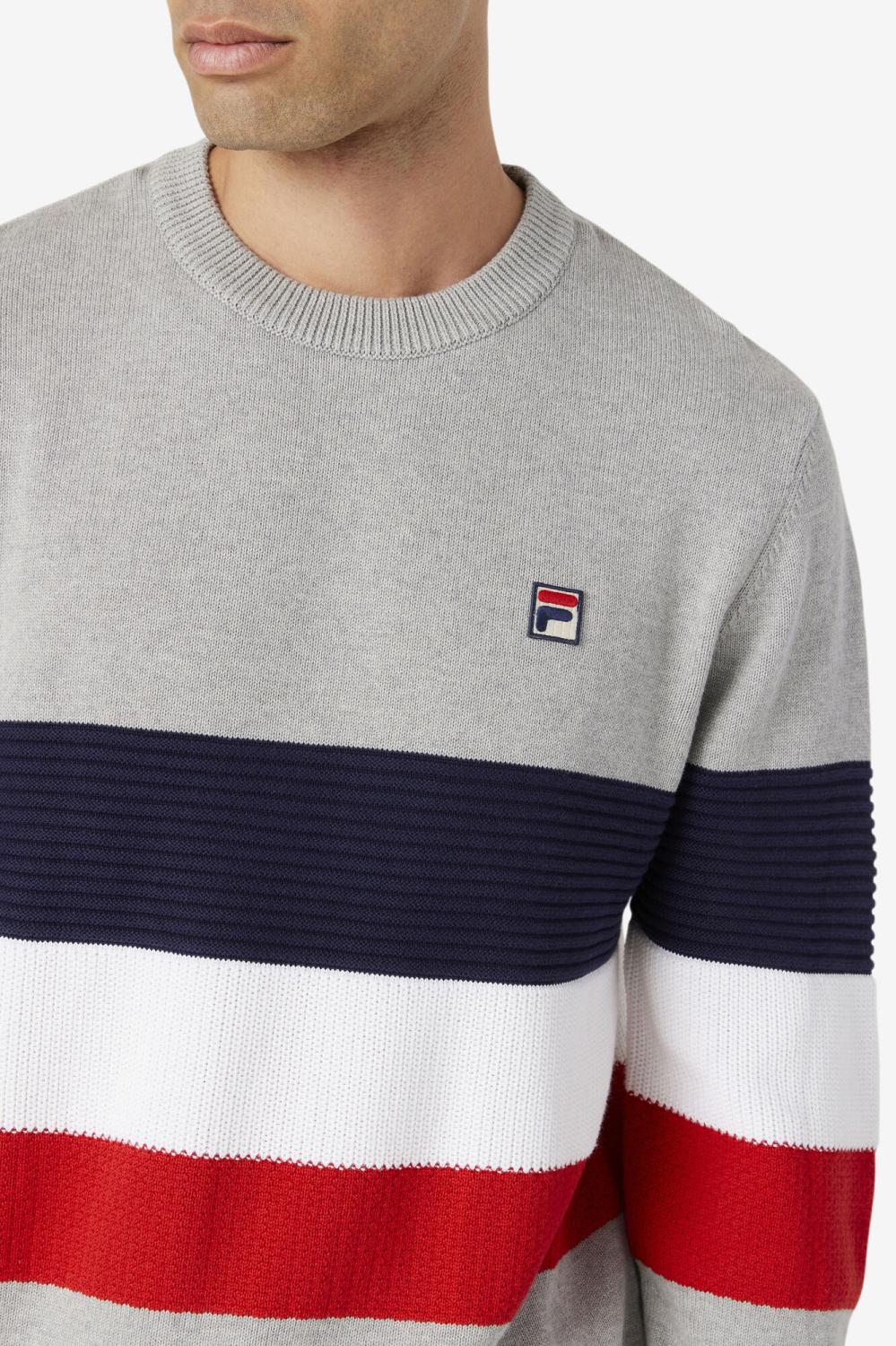 Men Tops | FILA Willkie Sweater 289 LIGHT GREY MARL / PEACOAT / WHITE