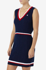 Women Dresses &amp; Rompers | FILA Darian Sweater Knit Dress 410 FILA NAVY / FILA RED / WHITE