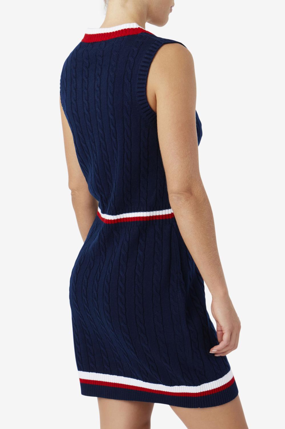 Women Dresses &amp; Rompers | FILA Darian Sweater Knit Dress 410 FILA NAVY / FILA RED / WHITE