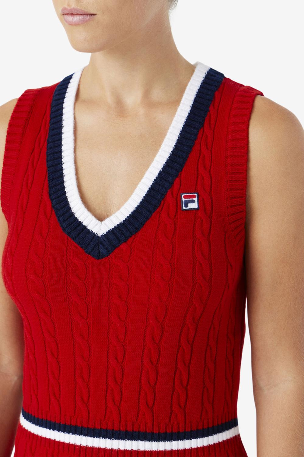 Women Dresses &amp; Rompers | FILA Darian Sweater Knit Dress 640 FILA RED