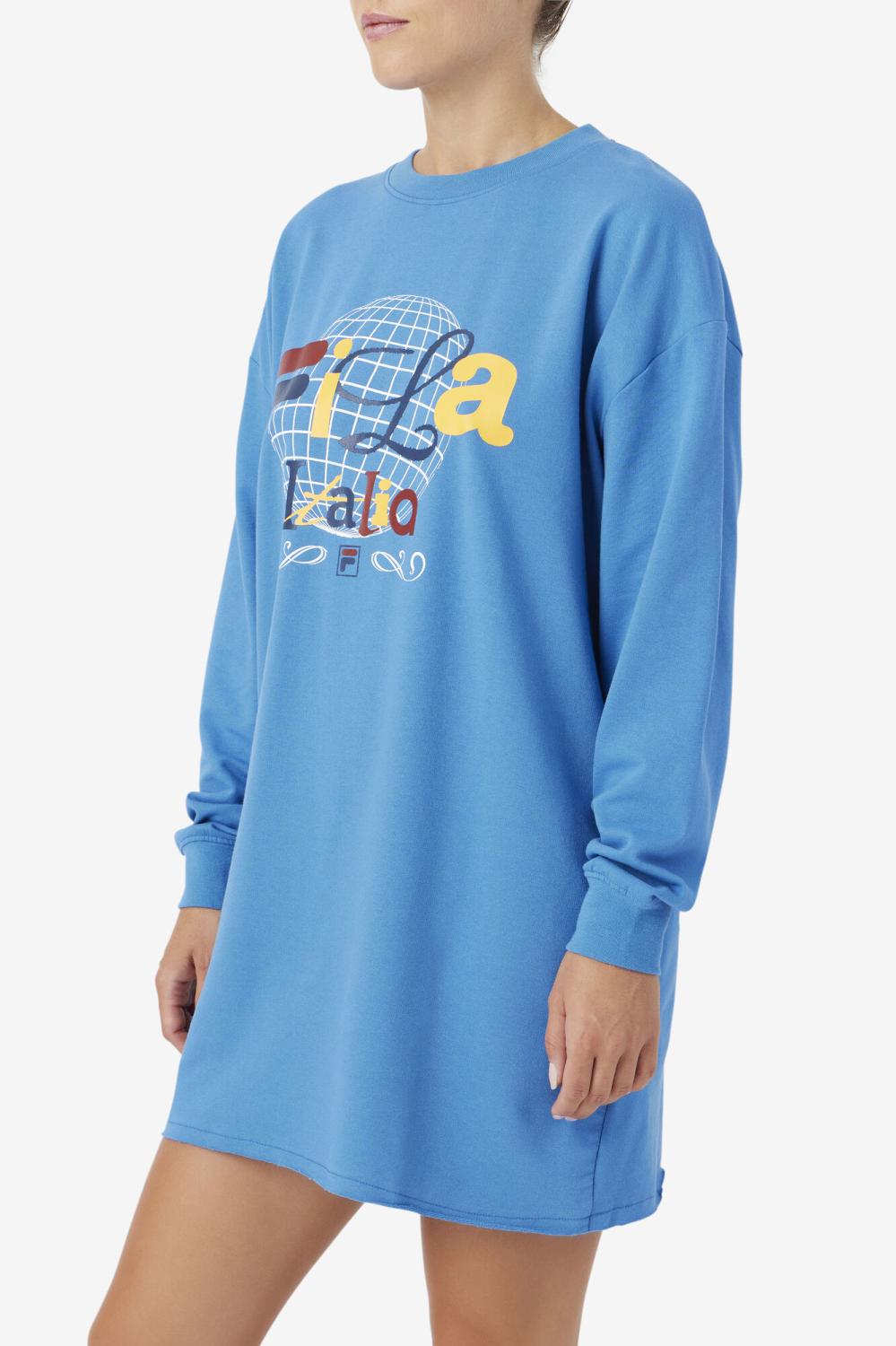 Women Dresses &amp; Rompers | FILA Mazik T-Shirt Dress 925 VALLARTA BLUE / WHITE