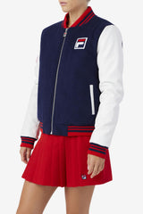 Women Jackets &amp; Outerwear | FILA Dixon Varsity Jacket 410 FILA NAVY / WHITE / FILA RED