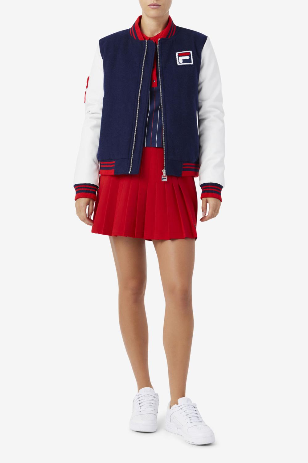 Women Jackets &amp; Outerwear | FILA Dixon Varsity Jacket 410 FILA NAVY / WHITE / FILA RED