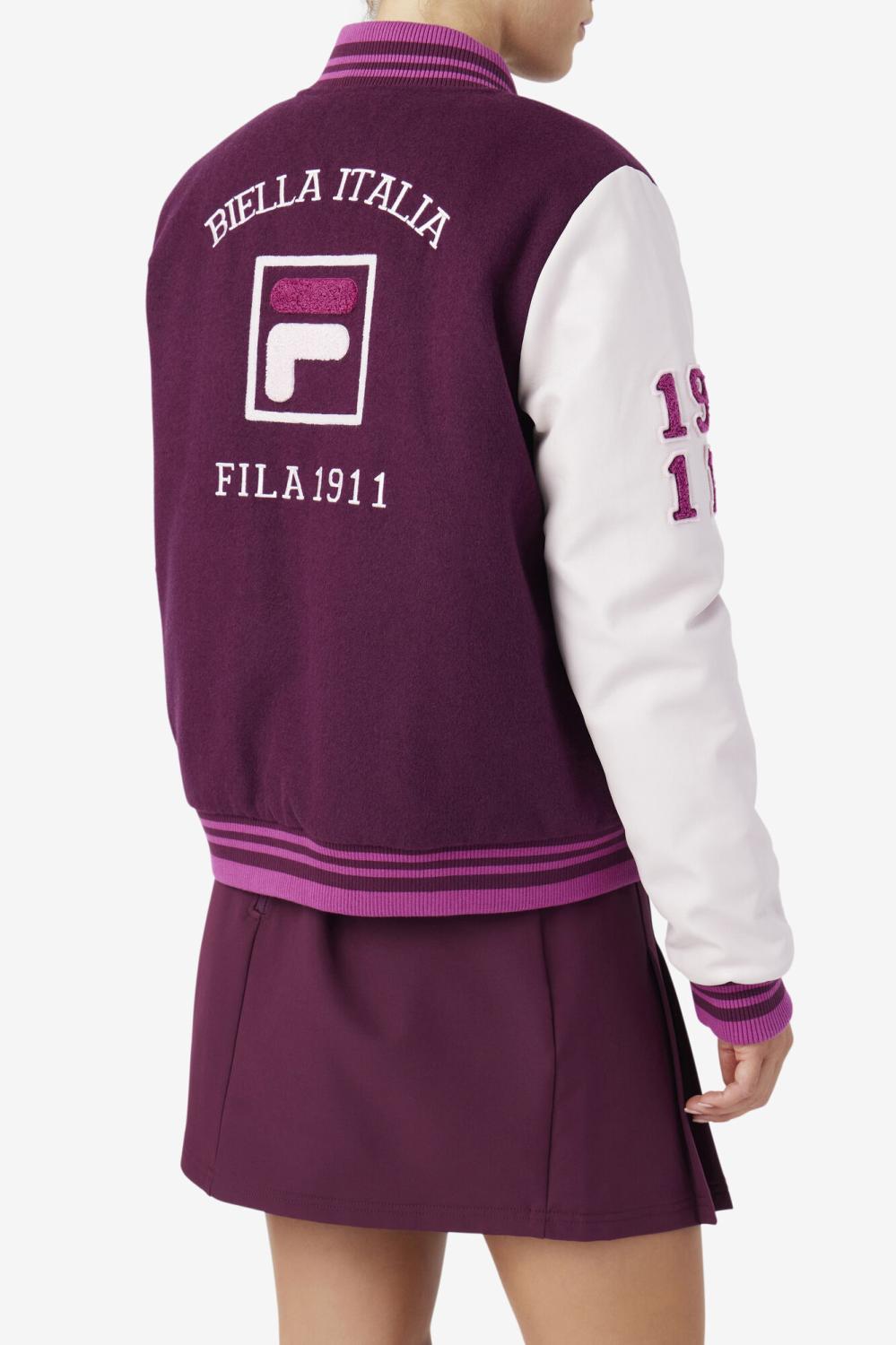 Women Jackets &amp; Outerwear | FILA Dixon Varsity Jacket 894 GRAPE WINE / POTPOURRI / BATON ROUGE