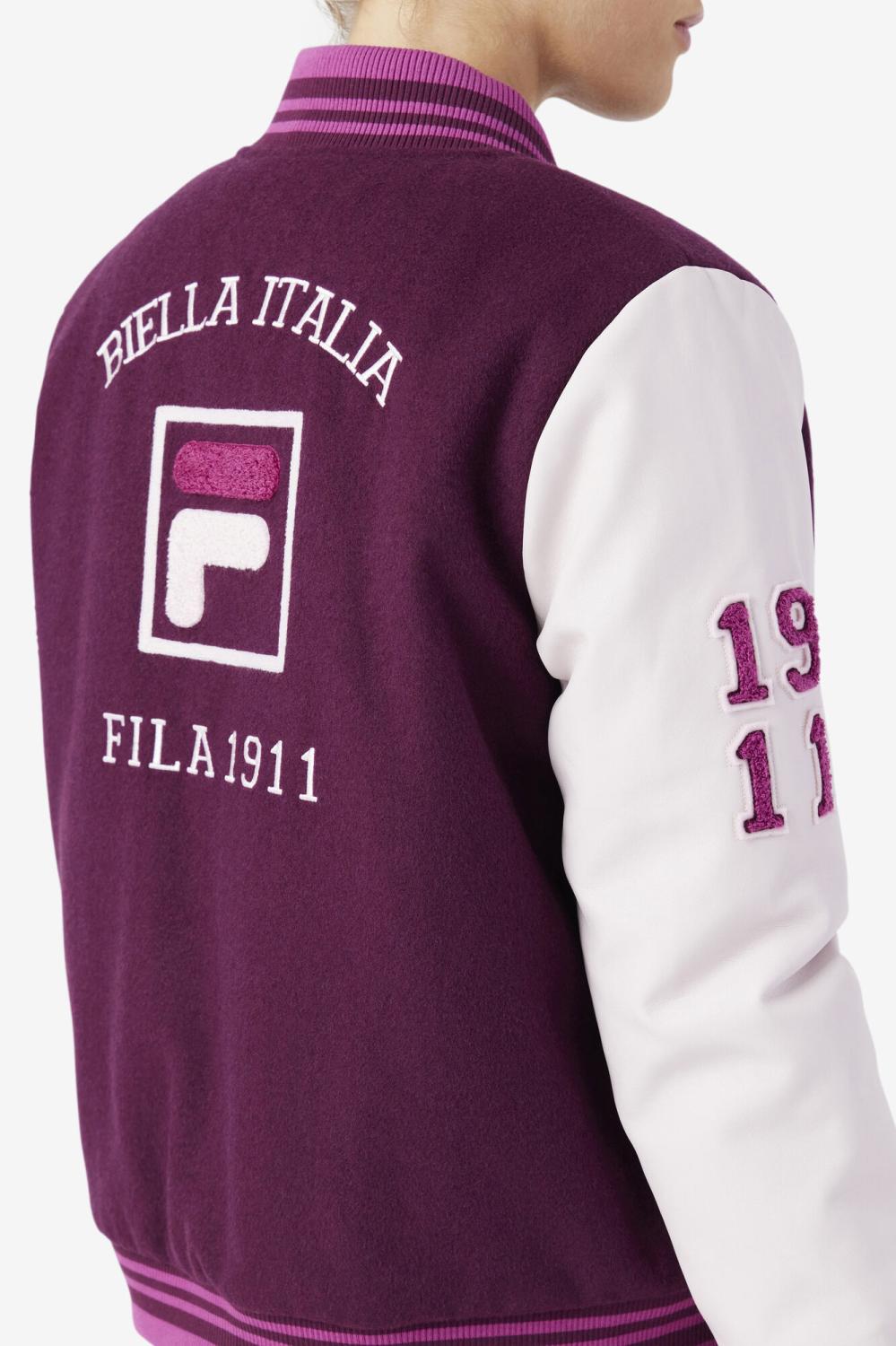 Women Jackets &amp; Outerwear | FILA Dixon Varsity Jacket 894 GRAPE WINE / POTPOURRI / BATON ROUGE