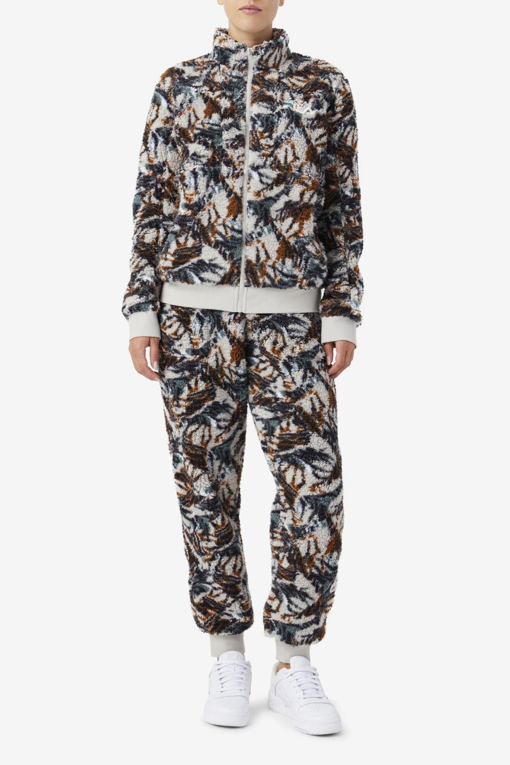 Women Jackets &amp; Outerwear | FILA Drewe Sherpa Jacket 172 EGRET / STORMY WEATHER / EGRET / DEEP LAKE PRINT