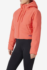 Women Jackets &amp; Outerwear | FILA Eden Puffer Jacket 954 CAYENNE / PICKLED BEET