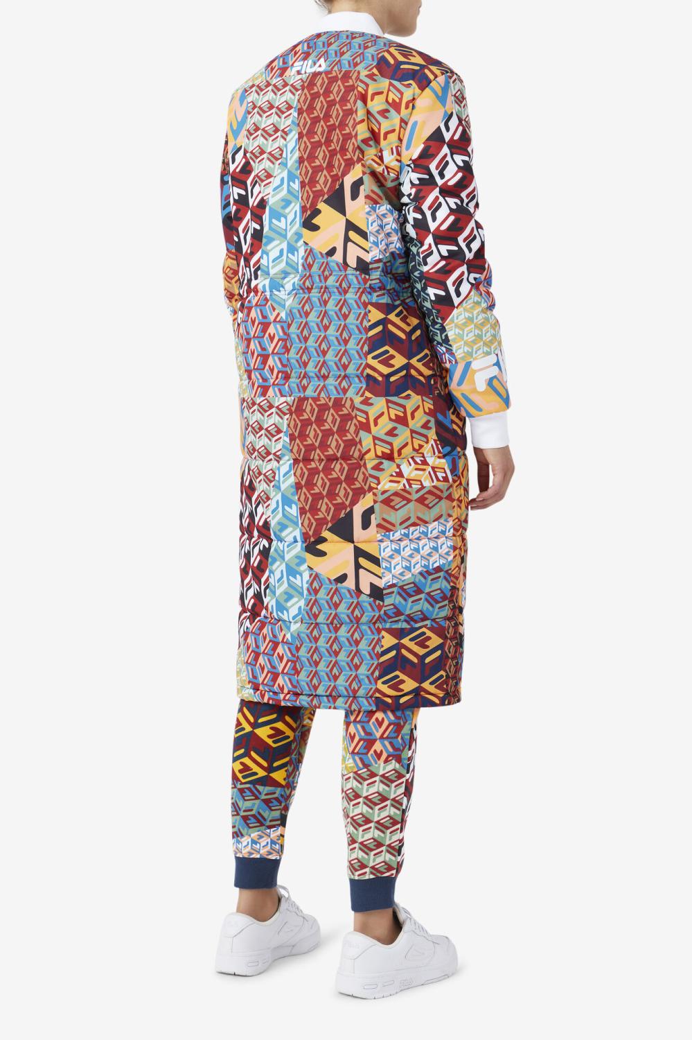 Women Jackets &amp; Outerwear | FILA Joanna Allover Print Coat 933 MOONLIT OCEAN / RADIAN YELLOW / WHITE PRINT