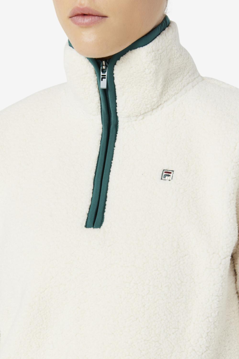 Women Jackets &amp; Outerwear | FILA Kyomi Quarter Zip Pullover 300 TOFU / FOREST BIOME