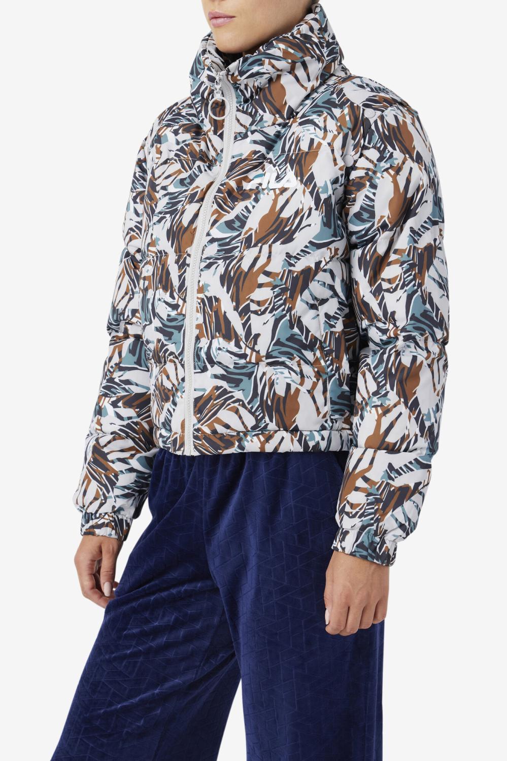 Women Jackets &amp; Outerwear | FILA Loretta Snap Off Sleeve Cropped Puffer Jacket 047 GIRAFFE PRINT