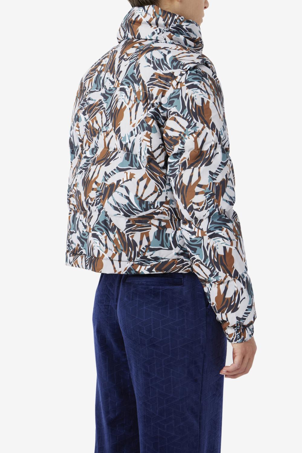 Women Jackets &amp; Outerwear | FILA Loretta Snap Off Sleeve Cropped Puffer Jacket 047 GIRAFFE PRINT