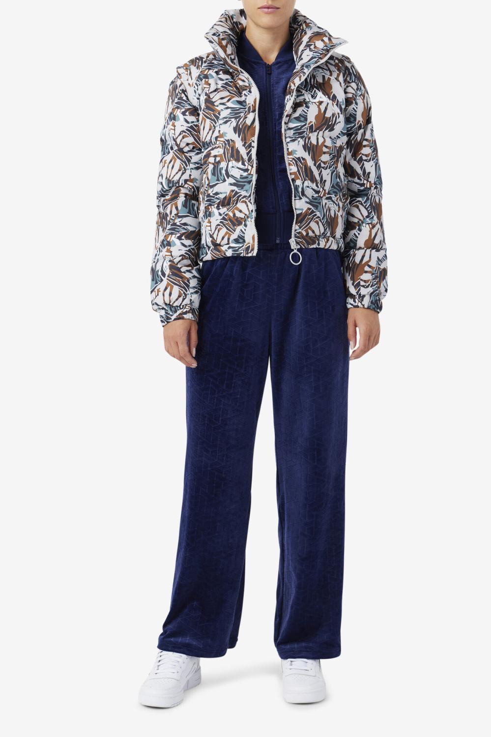 Women Jackets &amp; Outerwear | FILA Loretta Snap Off Sleeve Cropped Puffer Jacket 047 GIRAFFE PRINT