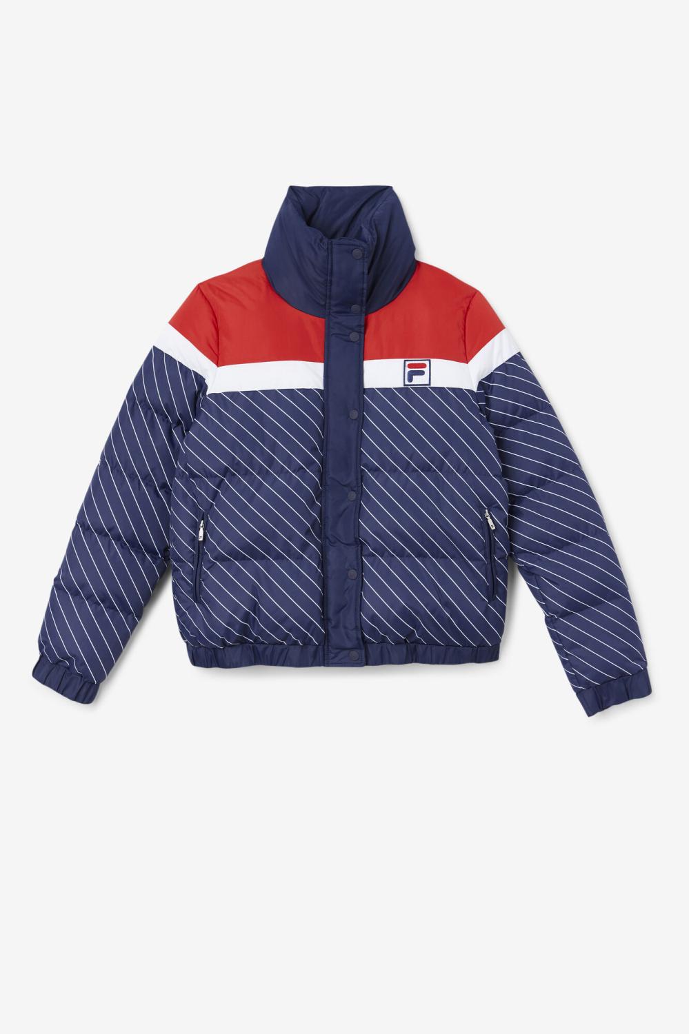 Women Jackets &amp; Outerwear | FILA Lottie Puffer Jacket 410 FILA NAVY / WHITE / FILA RED