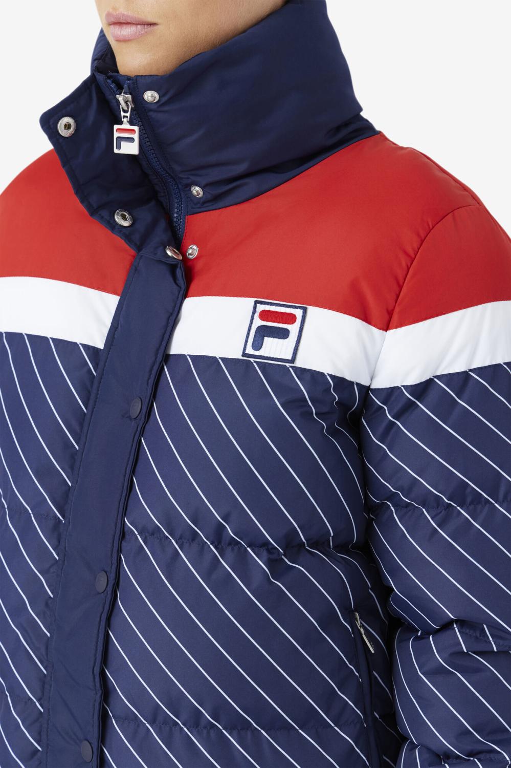 Women Jackets &amp; Outerwear | FILA Lottie Puffer Jacket 410 FILA NAVY / WHITE / FILA RED