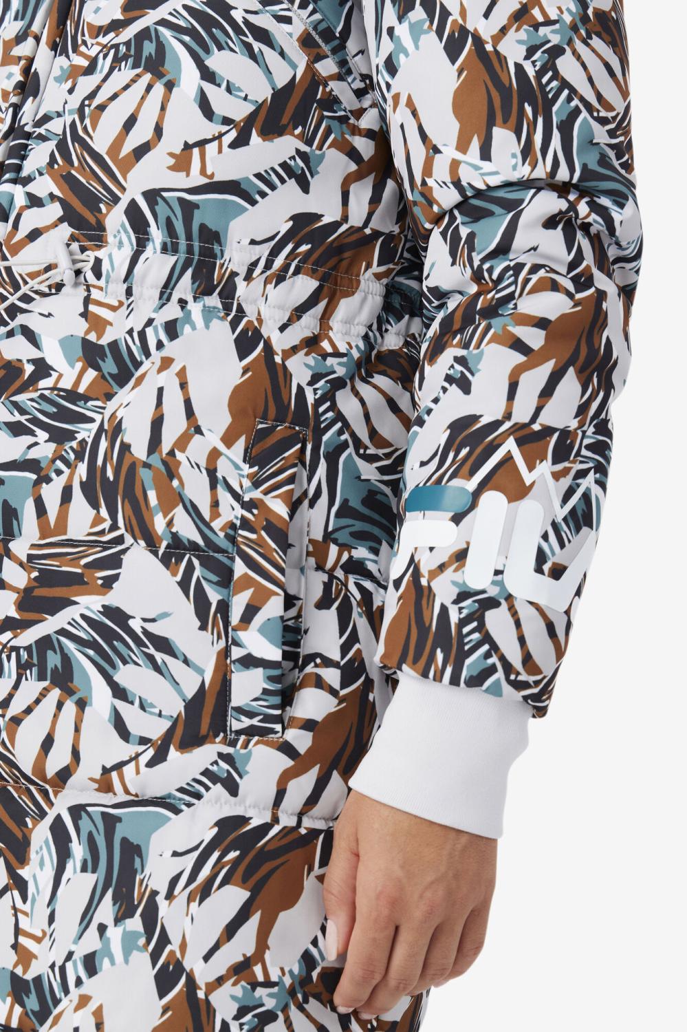 Women Jackets &amp; Outerwear | FILA Paulana Giraffe Print Long Puffer Coat 047 GIRAFFE PRINT