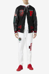 Women Jackets &amp; Outerwear | FILA Raddix Varsity Jacket 001 BLACK / RED / GREEN