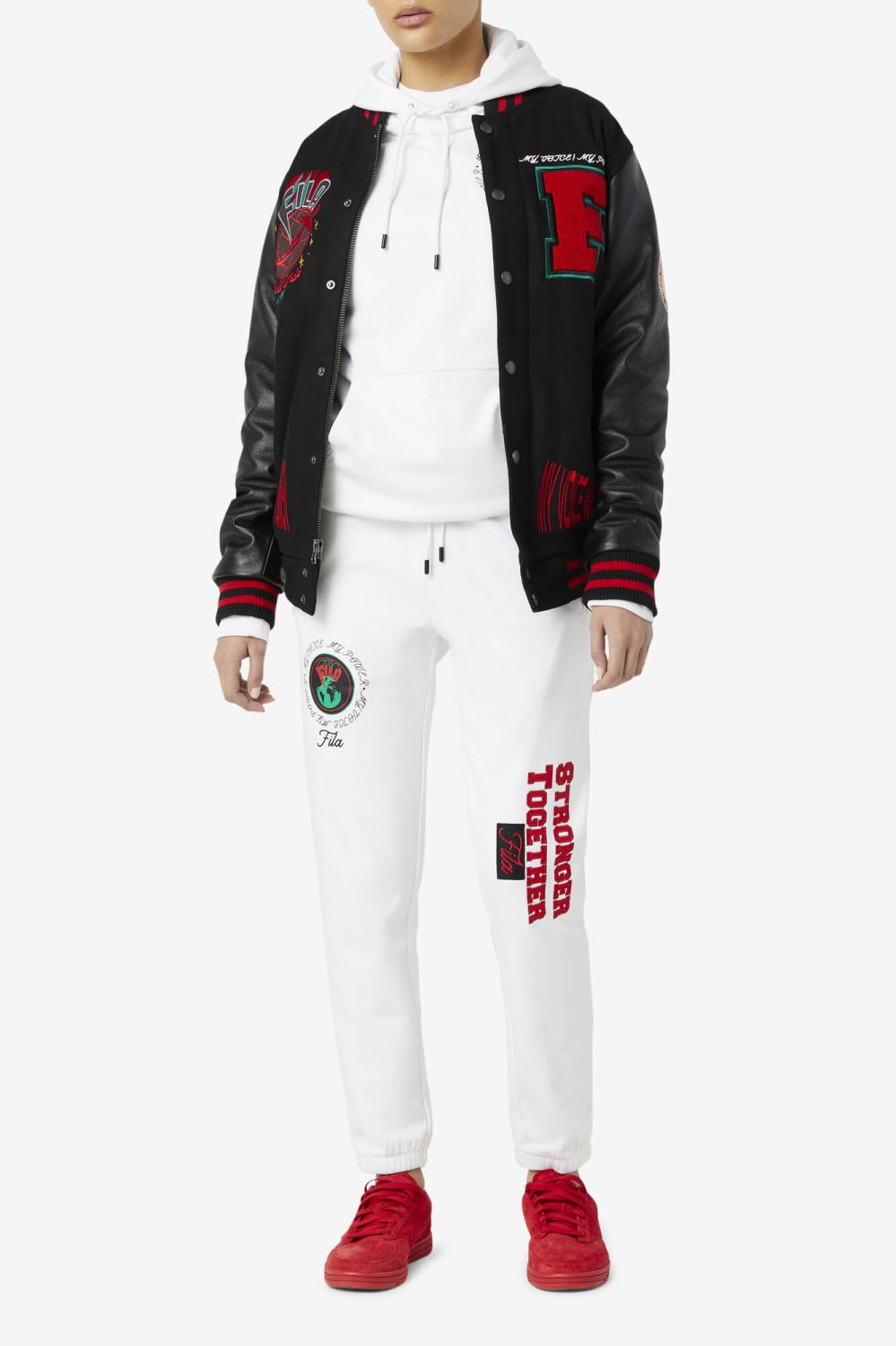 Women Jackets &amp; Outerwear | FILA Raddix Varsity Jacket 001 BLACK / RED / GREEN