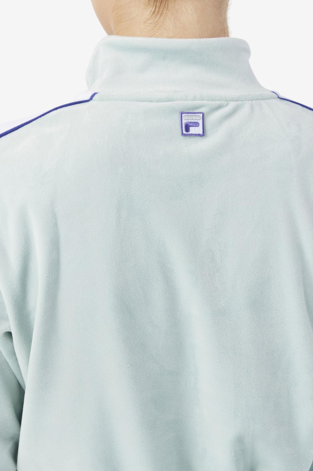 Women Jackets &amp; Outerwear | FILA Valery Velour Jacket 362 ETHER / WHITE / ORIENT BLUE