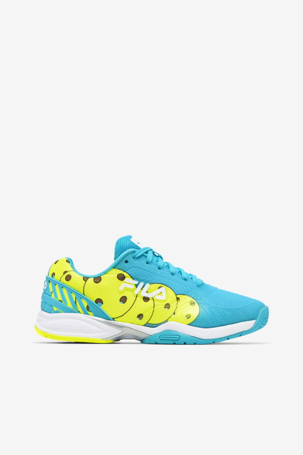 Women Pickleball | FILA Women's Volley Zone 425 BLUEFISH / WHITE / SAFETY YELLOW