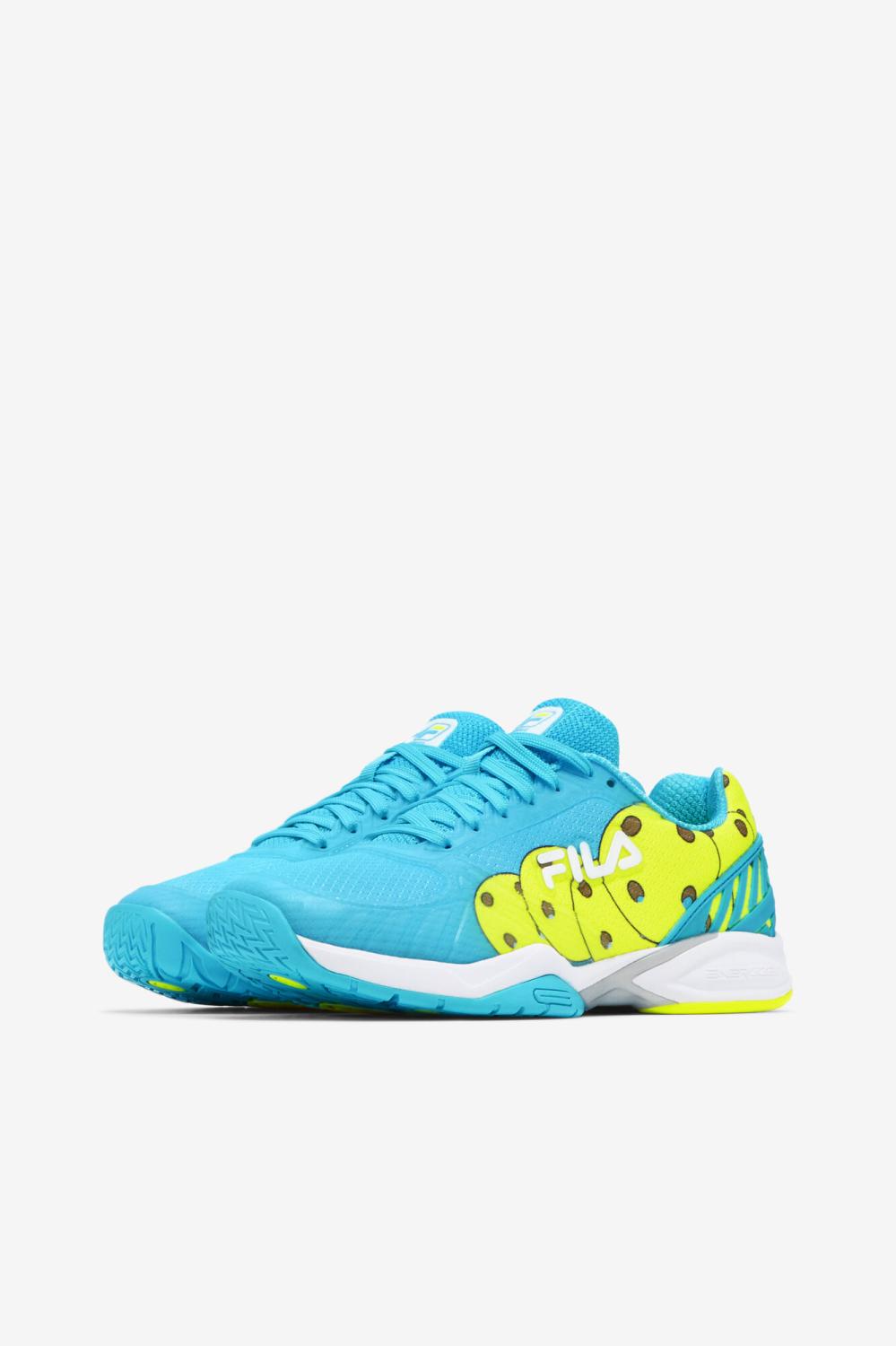 Women Pickleball | FILA Women's Volley Zone 425 BLUEFISH / WHITE / SAFETY YELLOW