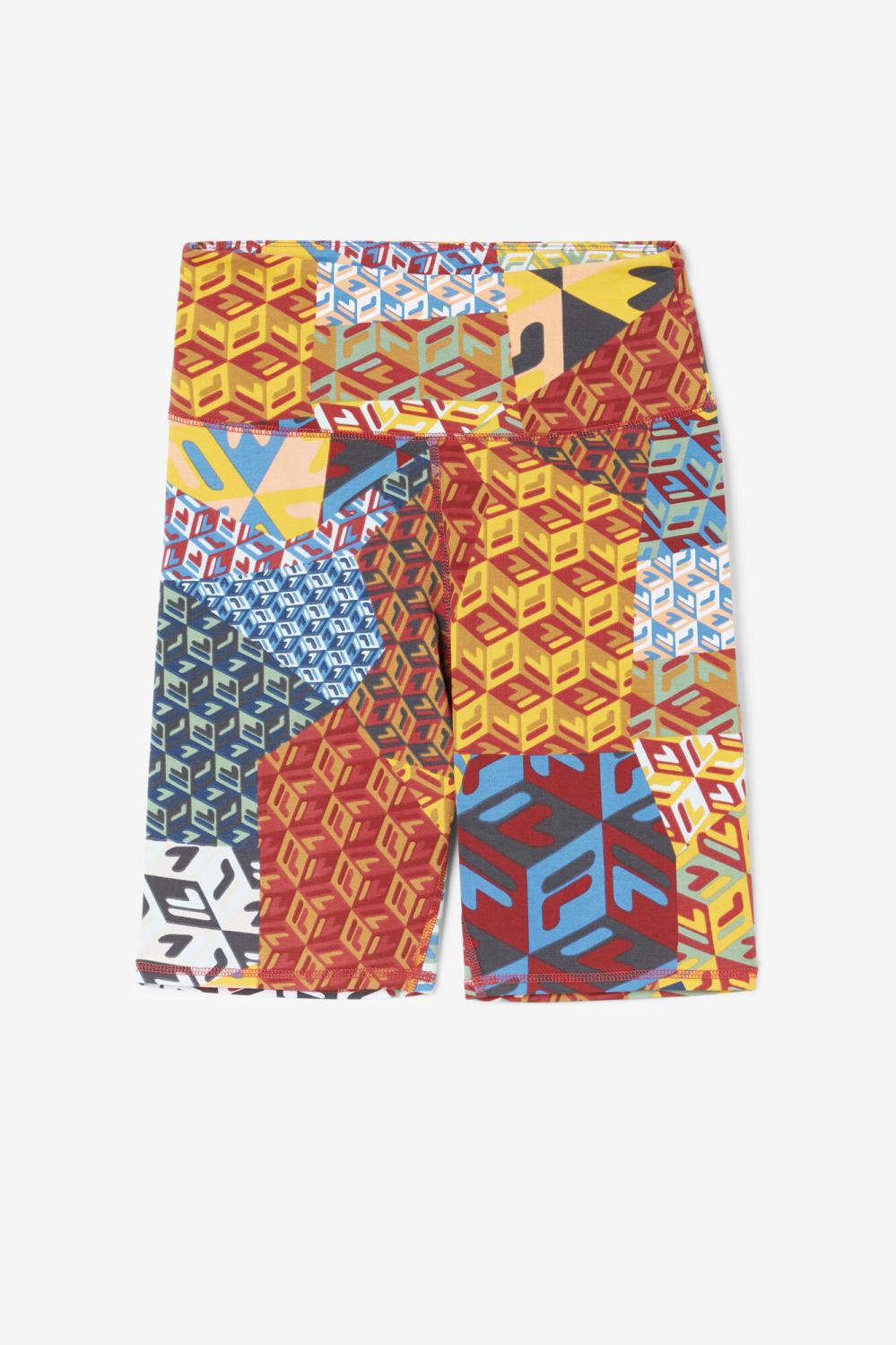 Women Shorts &amp; Pants | FILA Elowen Bike Short 933 MOONLIT OCEAN / RADIANT YELLOW / WHTE