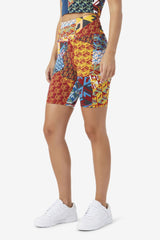 Women Shorts &amp; Pants | FILA Elowen Bike Short 933 MOONLIT OCEAN / RADIANT YELLOW / WHTE