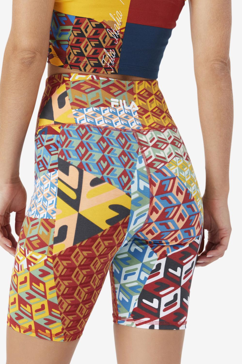 Women Shorts &amp; Pants | FILA Elowen Bike Short 933 MOONLIT OCEAN / RADIANT YELLOW / WHTE