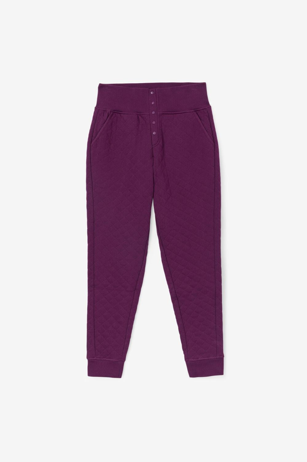 Women Shorts &amp; Pants | FILA Finley High Rise Quilted Jogger 522 PICKLED BEET / CROCUS PETAL