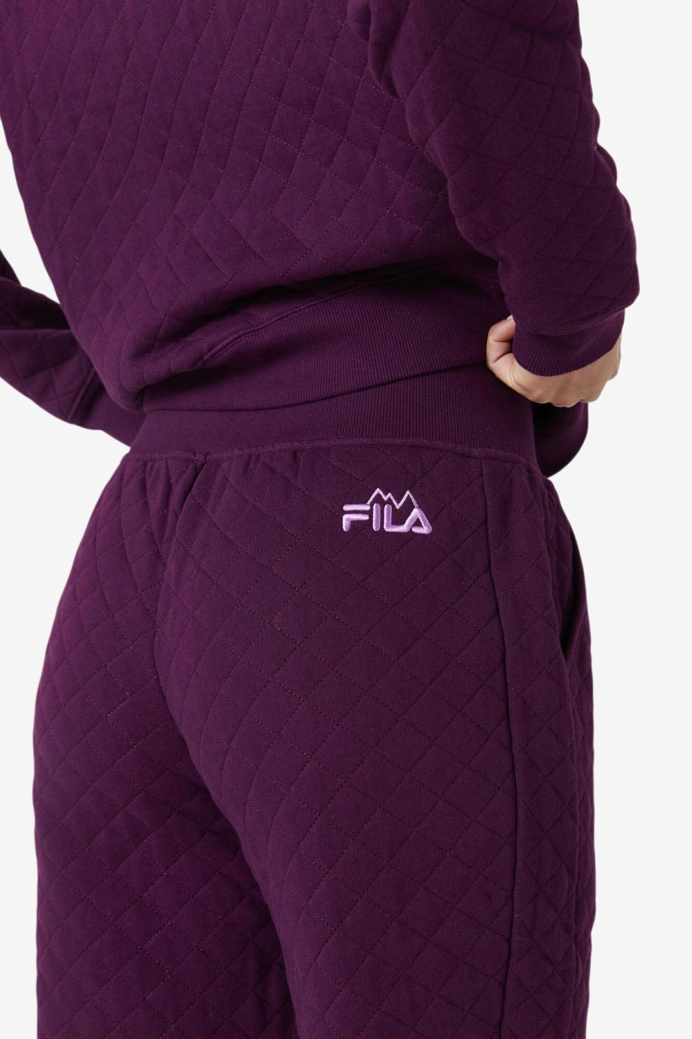 Women Shorts &amp; Pants | FILA Finley High Rise Quilted Jogger 522 PICKLED BEET / CROCUS PETAL
