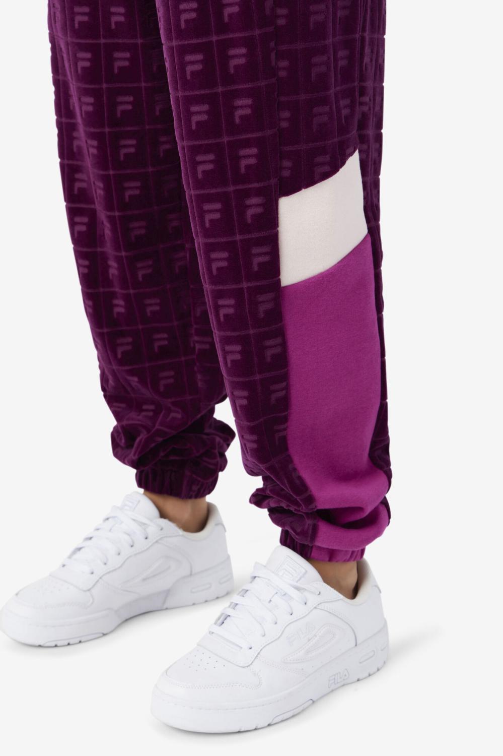 Women Shorts &amp; Pants | FILA Helen Velour Jogger 894 GRAPE WINE / BATON ROUGE / POTPOURRI
