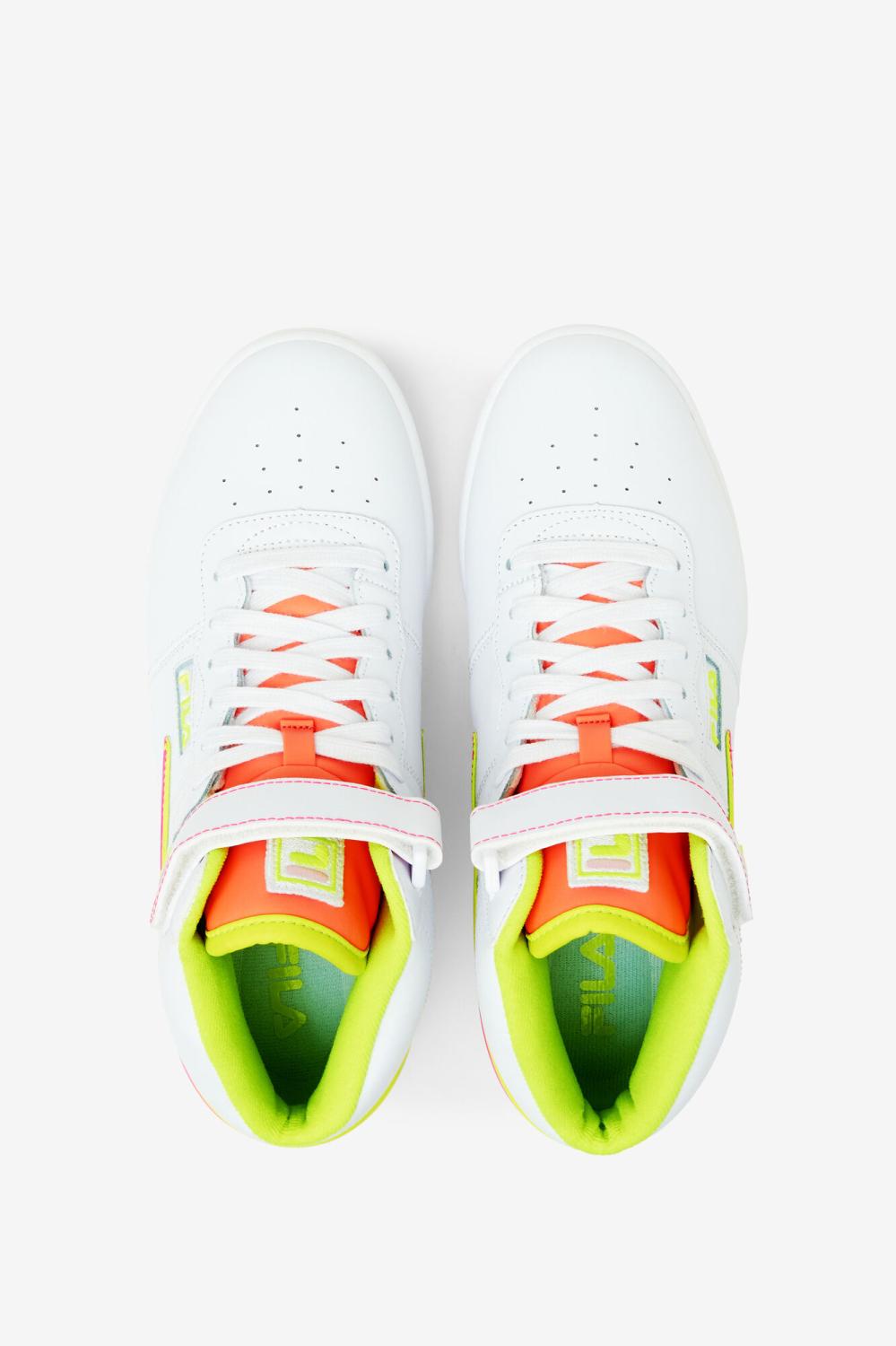 Women Sneakers | FILA Women's F-13 140 WHITE / SAFETY YELLOW / KNOCKOUT PINK