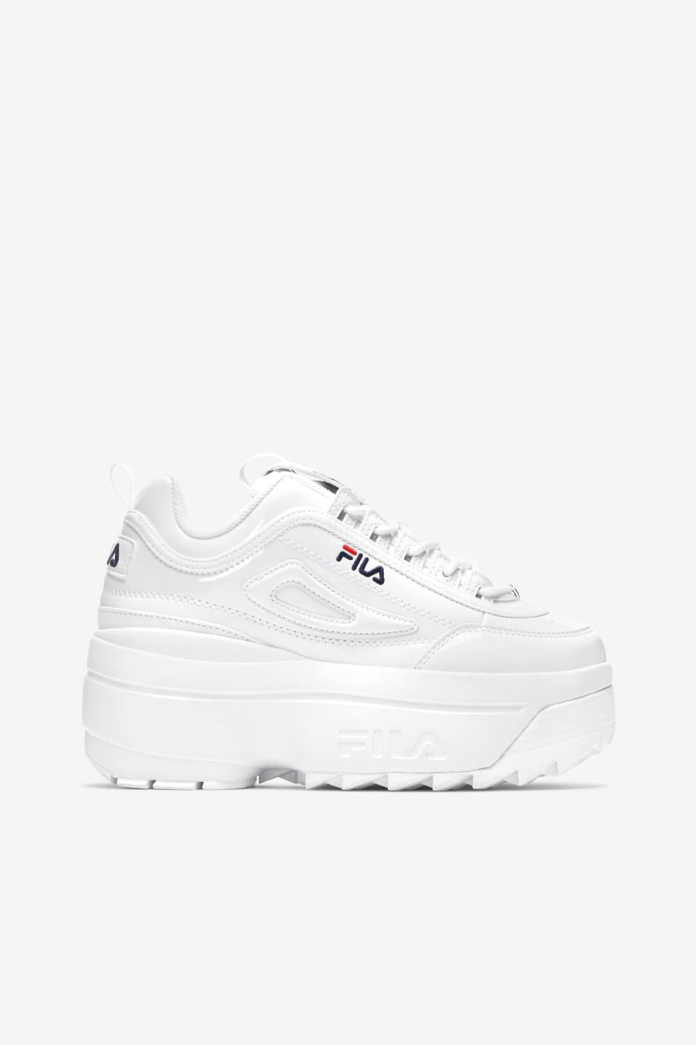 Women Sneakers &amp; Lifestyle | FILA Women's Disruptor 2 Wedge Patent 125 WHITE / FILA NAVY / FILA RED