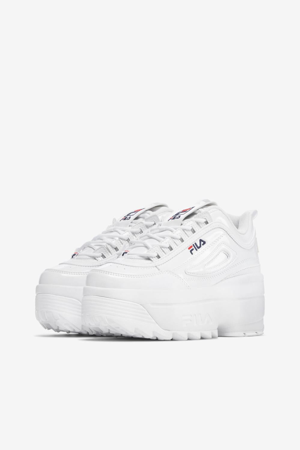 Women Sneakers &amp; Lifestyle | FILA Women's Disruptor 2 Wedge Patent 125 WHITE / FILA NAVY / FILA RED