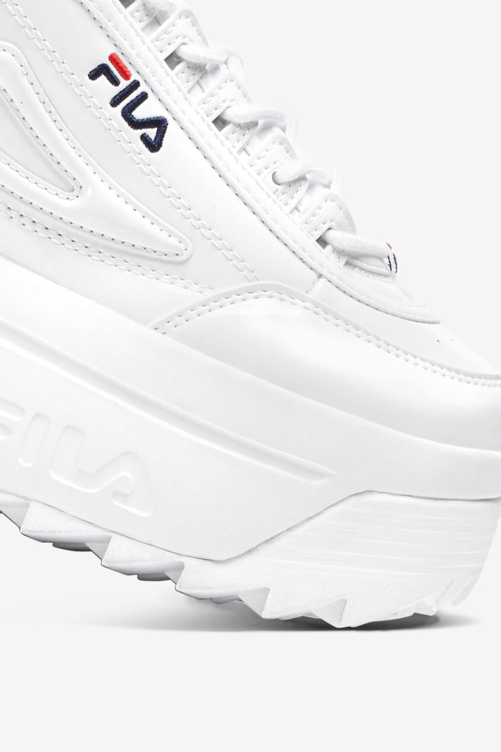 Women Sneakers &amp; Lifestyle | FILA Women's Disruptor 2 Wedge Patent 125 WHITE / FILA NAVY / FILA RED