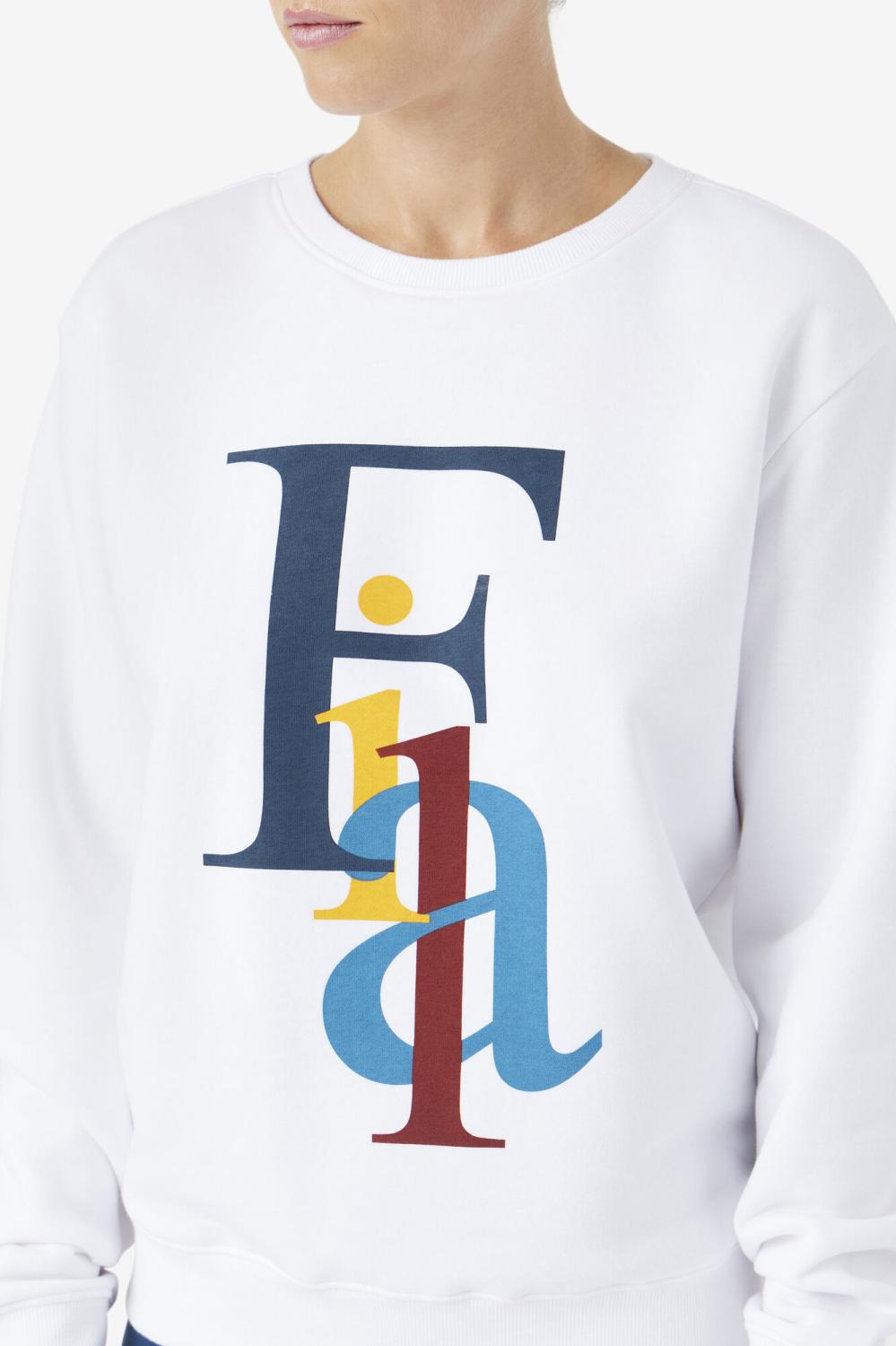 Women Sweatshirts &amp; Hoodies | FILA Araceli Crewneck 100 WHITE / MOONLIT OCEAN / RADIANT YELLOW