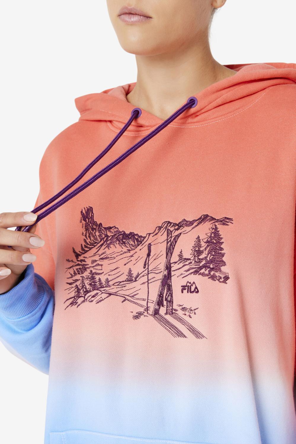 Women Sweatshirts &amp; Hoodies | FILA Destiny Oversized Hoodie 880 CADMIUM ORANGE / CHARISMA / CAYENNE