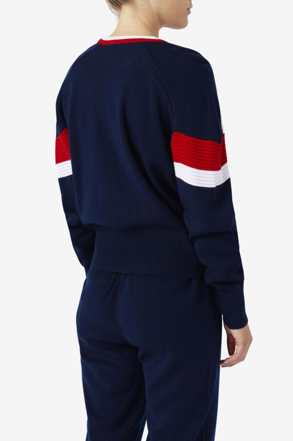 Women Sweatshirts &amp; Hoodies | FILA Frankie Knit Crew 410 FILA NAVY / FILA RED / WHITE