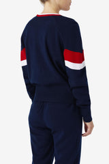 Women Sweatshirts &amp; Hoodies | FILA Frankie Knit Crew 410 FILA NAVY / FILA RED / WHITE