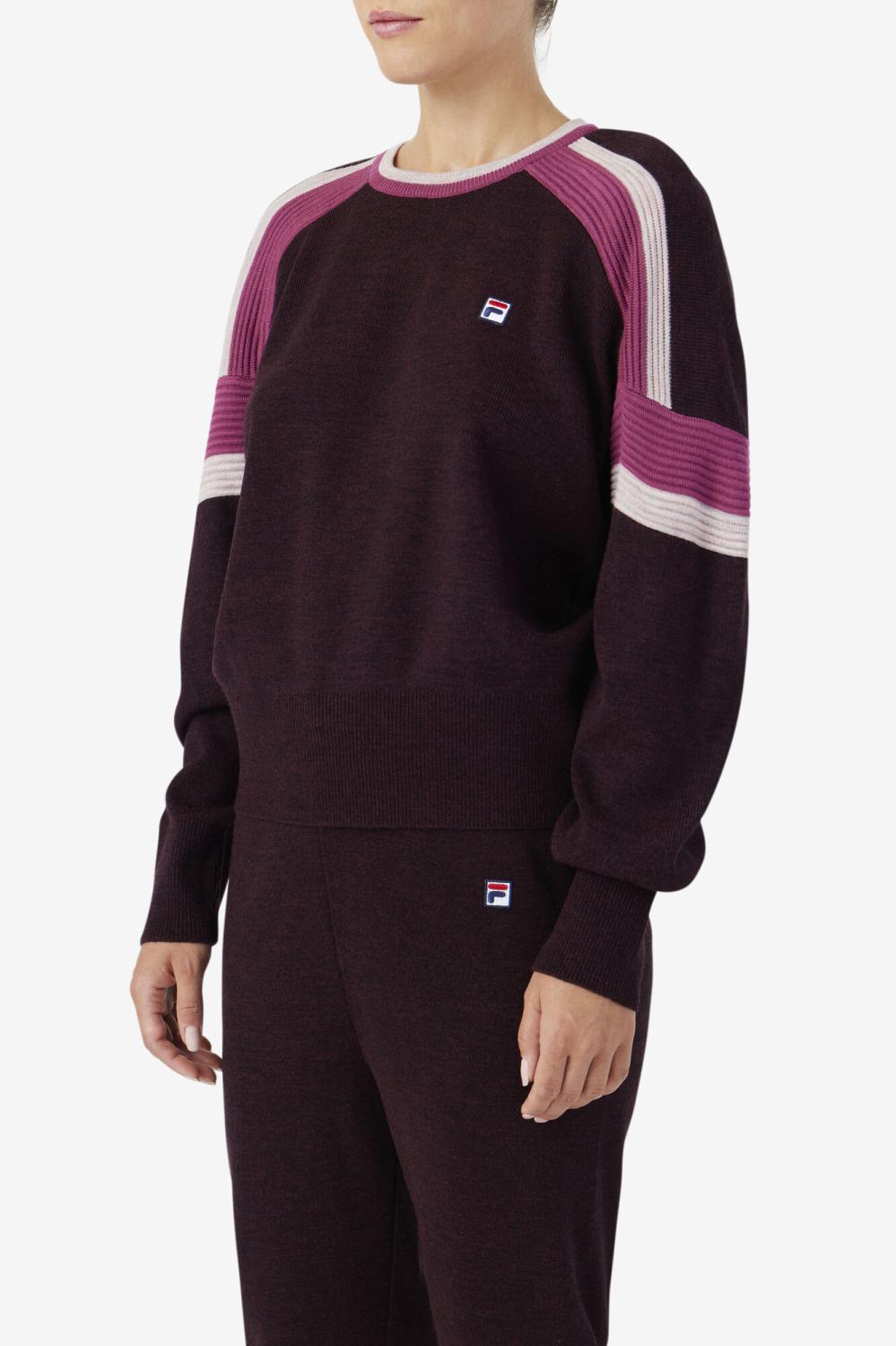 Women Sweatshirts &amp; Hoodies | FILA Frankie Knit Crew 894 GRAPE WINE / BATON ROUGE / POTPOURRI