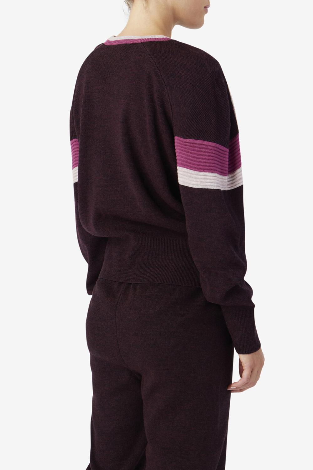 Women Sweatshirts &amp; Hoodies | FILA Frankie Knit Crew 894 GRAPE WINE / BATON ROUGE / POTPOURRI