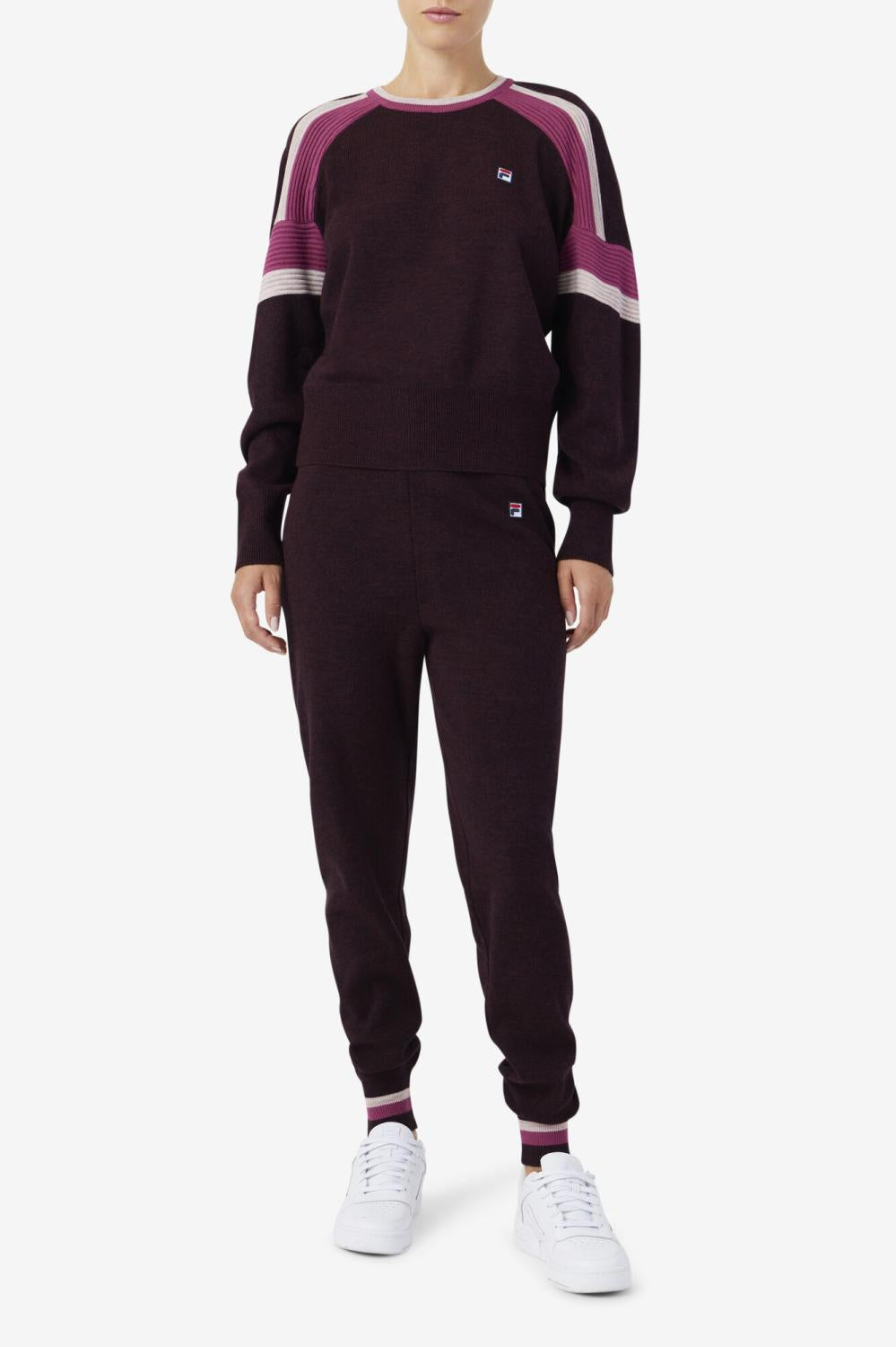 Women Sweatshirts &amp; Hoodies | FILA Frankie Knit Crew 894 GRAPE WINE / BATON ROUGE / POTPOURRI
