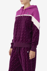 Women Sweatshirts &amp; Hoodies | FILA Lorri Velour Hoodie 894 GRAPE WINE / BATON ROUGE / POTPOURRI