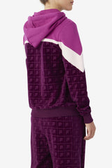 Women Sweatshirts &amp; Hoodies | FILA Lorri Velour Hoodie 894 GRAPE WINE / BATON ROUGE / POTPOURRI