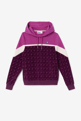 Women Sweatshirts &amp; Hoodies | FILA Lorri Velour Hoodie 894 GRAPE WINE / BATON ROUGE / POTPOURRI