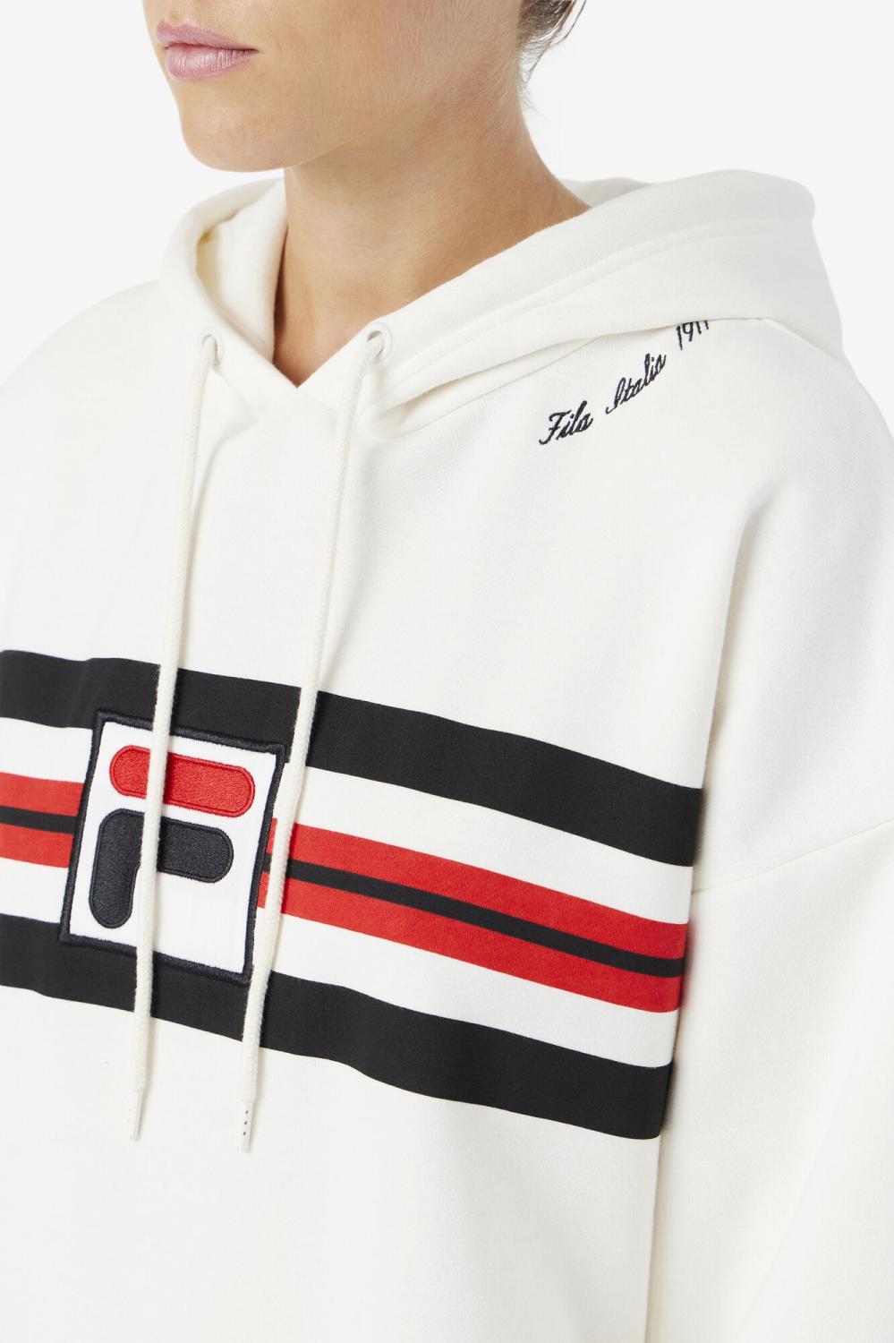 Women Sweatshirts &amp; Hoodies | FILA Stella Hoodie Dress 132 GARDENIA / BLACK / FILA RED