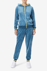 Women Sweatshirts &amp; Hoodies | FILA Tove Velour Full Zip Hoodie 442 BLUE CORAL / BANANA