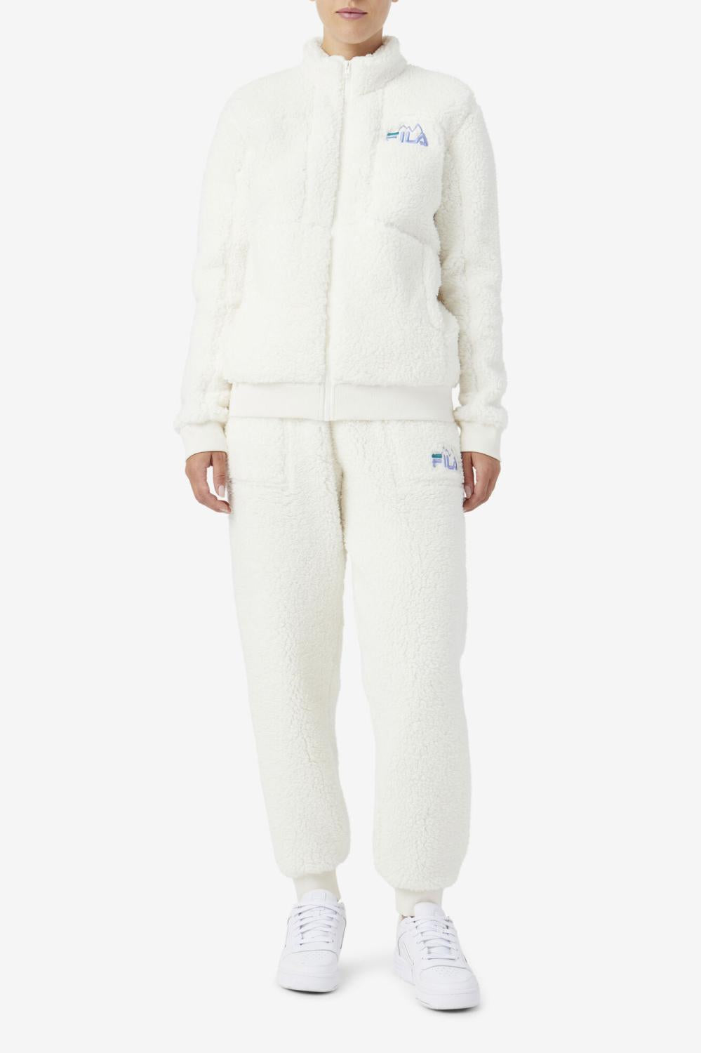 Women Sweatsuits &amp; Tracksuits | FILA Freyja Sherpa Jacket 172 EGRET / JACARANDA / DEEP LAKE