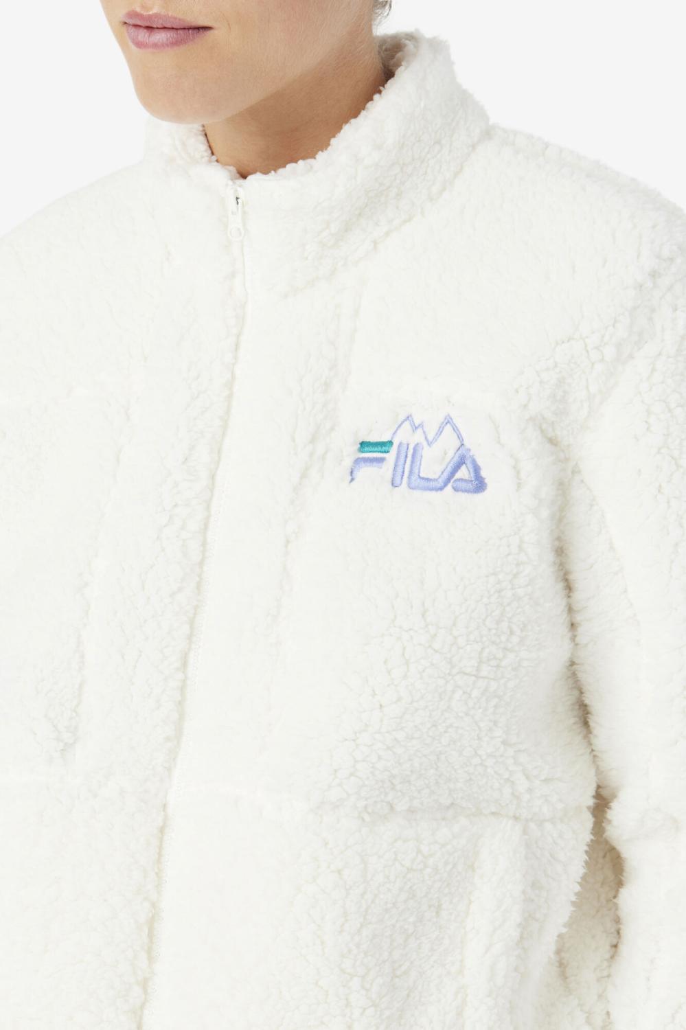 Women Sweatsuits &amp; Tracksuits | FILA Freyja Sherpa Jacket 172 EGRET / JACARANDA / DEEP LAKE