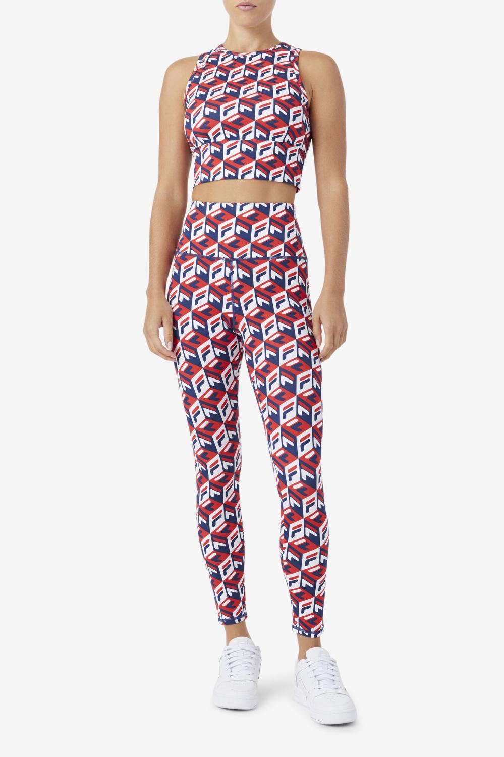 Women Tights &amp; Leggings | FILA Karteras 7/8 Tight 622 FILA RED / FILA NAVY / WHITE